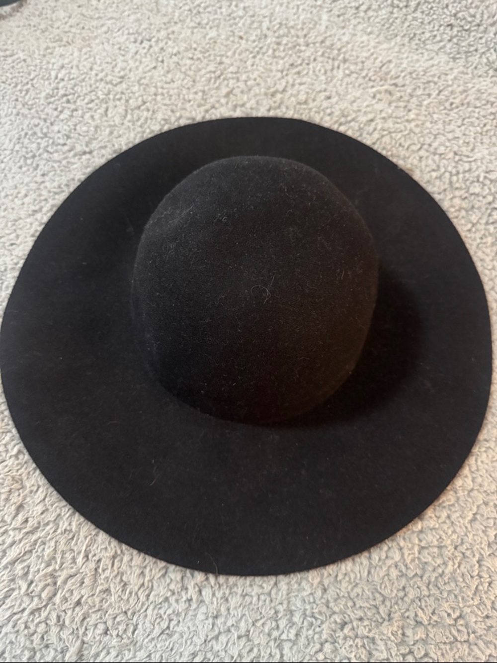 J Crew Classic Black Wide-Brim Wool Hat